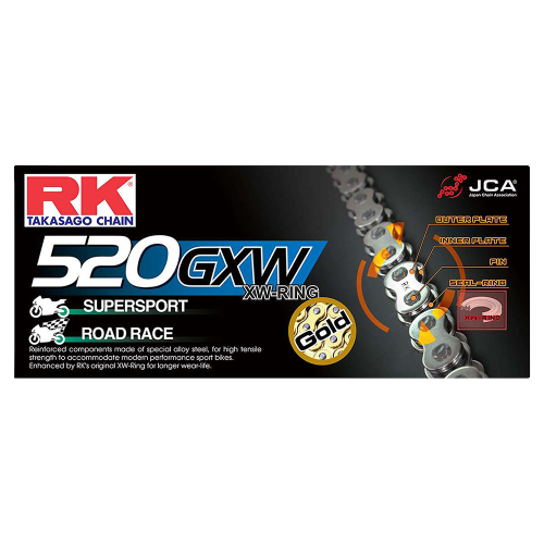 RK - RK 520 GXW GB XW-Ring Chain - 120 Links - Gold - GB520GXW-120