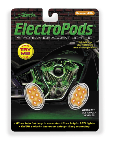 Street FX - Street FX Electropods Oval Lightpod - Orange/Chrome - 1041904