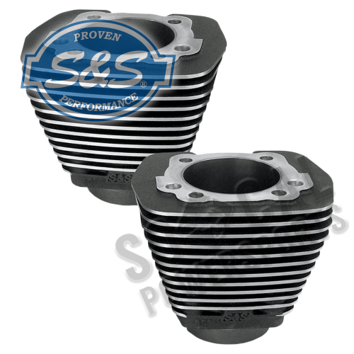 S&S Cycle - S&S Cycle Evolution Style Aluminum Cylinders - 3-1/2in. Bore - Black Powder-Coat with Machined Fin Edges - 91-7710