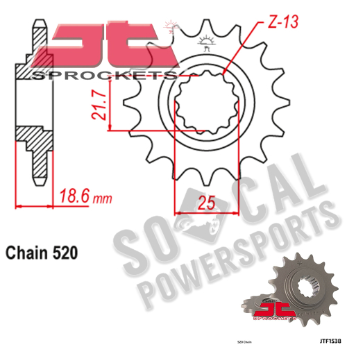 JT Sprockets - JT Sprockets Steel Front Sprocket - 14T - JTF1538.14