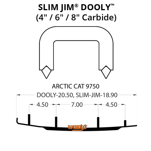 Woodys - Woodys Slim Jim Dooly Performance Carbide Wear Rods - 4in. - SA4-9750