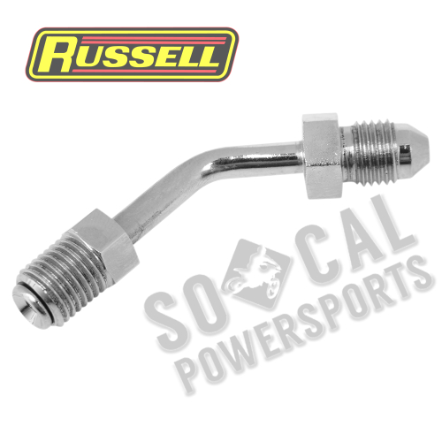 Russell - Russell Cycleflex Universal Brake Line Fitting - Tube, 3/8in 24 Inverted Flare - #3 Male with 45 Degree Bend - R4281C