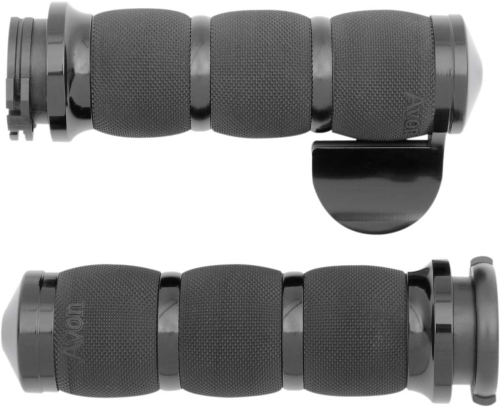 Avon Grips - Avon Grips Air Cushioned Grips with Throttle Boss - Black Anodized - AIR-90-ANO-BOSS