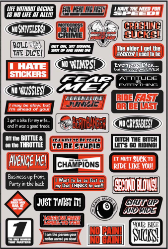 Factory Effex - Factory Effex Sponsor Stickers - Fun Phrases - 07-68012