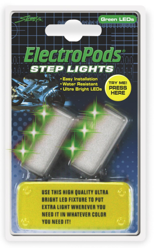 Street FX - Street FX Electropods Step Lights - Green/Chrome - 1043046
