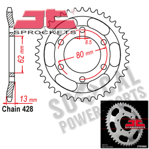 JT Sprockets - JT Sprockets Steel Rear Sprocket - 45T - JTR1869.45
