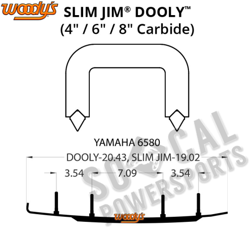 Woodys - Woodys Slim Jim Dooly Performance Carbide Wear Rods - 4in. - SY4-6580