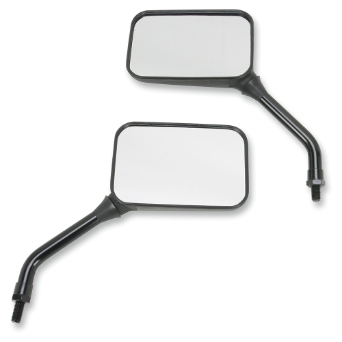 Emgo - Emgo Universal Rectangular Mirror - GP Deluxe - Short Stem - Black - 130mm x 85mm - 10mm Thread - Both - 20-78203