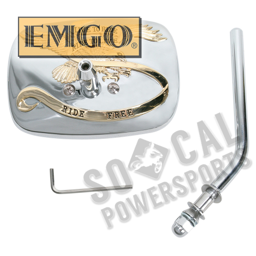 Emgo - Emgo Live To Ride Custom Mirror - Chrome/Gold - Right - 4in. Stem - 20-31704A