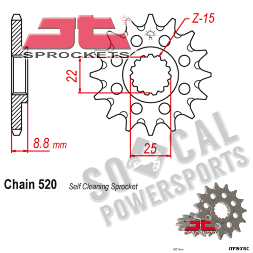 JT Sprockets - JT Sprockets Self-Cleaning Steel Front Sprocket - 13T - JTF1901.13SC
