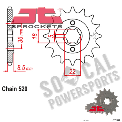 JT Sprockets - JT Sprockets Steel Front Sprocket - 14T - JTF1553.14