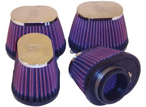 K&N Engineering - K&N Engineering Clamp-On Custom Oval Tapered Air Filter - Chrome End Cap - RC-2454