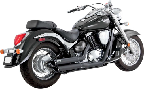 Vance & Hines - Vance & Hines Twin Slash Staggered Exhaust System - Black - 48293