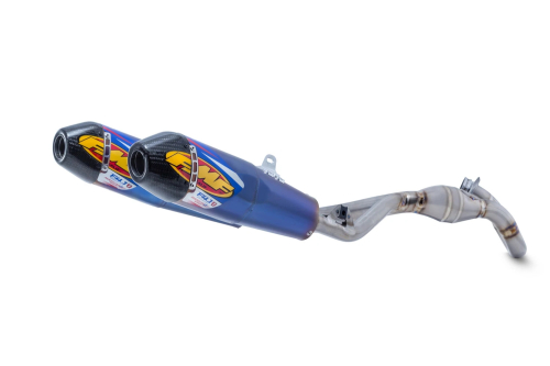 FMF Racing - FMF Racing Factory 4.1 RCT Dual Full System - Blue Titanium Mufflers - Carbon End Caps - 041590