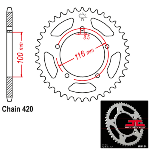 JT Sprockets - JT Sprockets Steel Rear Sprocket - 48T - JTR464.48