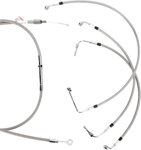Burly Brand - Burly Brand Extended Cable/Brake Line Kit for 13in. Gorilla Handlebars - Stainless Steel - B30-1103