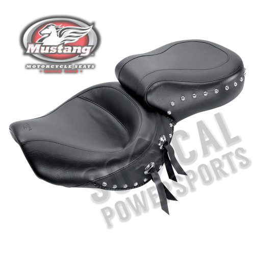 Mustang - Mustang Wide Super Touring One-Piece Vintage Seat - Chrome Studs - 75435