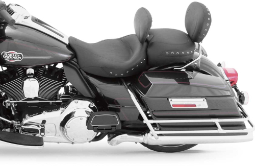 Mustang - Mustang Studded Super Solo Seat with Removable Driver Backrest - Black Studs - 79448