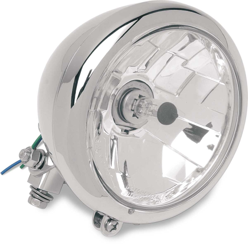 Drag Specialties - Drag Specialties Diamond-Style Bottom-Mount 5 3/4in Headlight Assembly - Plain Bezel - Clear Lens - 2001-0097