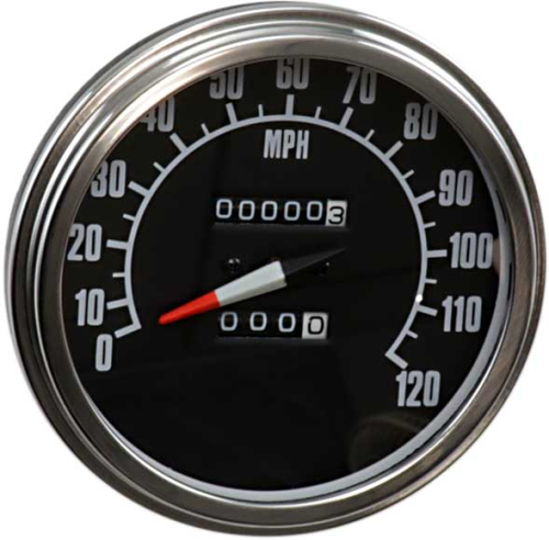 Drag Specialties - Drag Specialties 5in. Dash Mount 2240:60 Speedometer with Reed Switch - 68-84 Face - 74584M-BX33