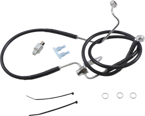 Drag Specialties - Drag Specialties Extended Length Stainless Steel Rear Brake Line Kit - +3in. - Black Vinyl - 1741-6235