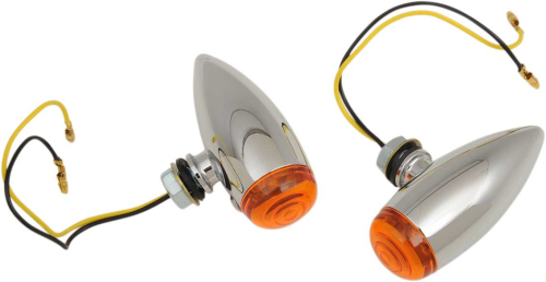 Drag Specialties - Drag Specialties Chrome Marker Lights - Smooth - Amber lens - Amber LED - 20-6589SALED
