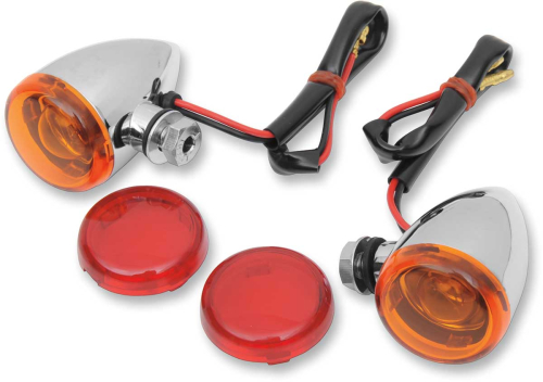Drag Specialties - Drag Specialties Mini Deuce Marker Lights with Bolt Mount - Chrome Housing - Amber/Red Lens - 20-6390A/RH