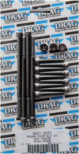 Drag Specialties - Drag Specialties Primary Cover Black Chrome Socket-Head Bolt Set - Knurled - MK673BK