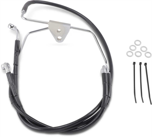 Drag Specialties - Drag Specialties Extended Stainless Steel Front Brake Line Kit - Black Vinyl Coated - 16in./34 7/8in. - 660411-8BLK