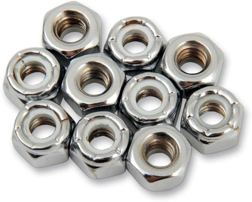 Drag Specialties - Drag Specialties Chrome Nylon Insert Nuts - 1/4in.-20 - MPB273