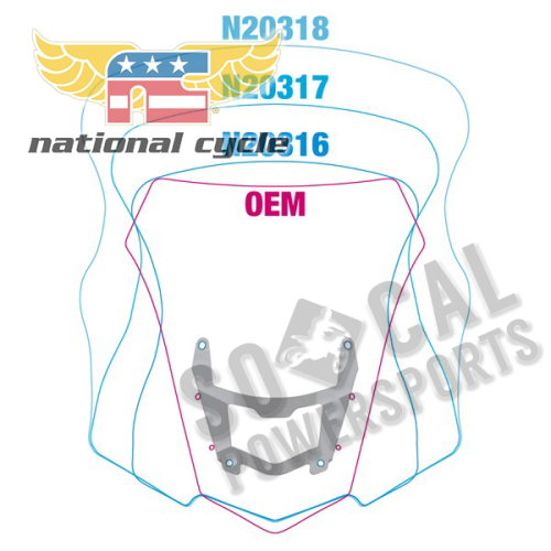 National Cycle - National Cycle VStream+ Windshield - 20.50in. - Light Tint - N20317