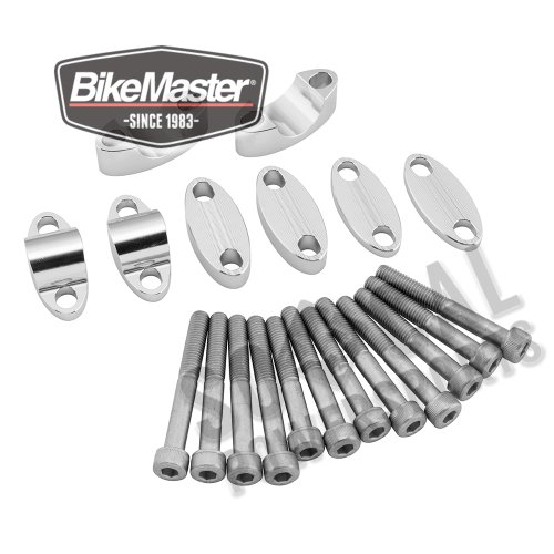 BikeMaster - BikeMaster Handlebar Risers for 1 1/8in. Bars - Silver - 151990