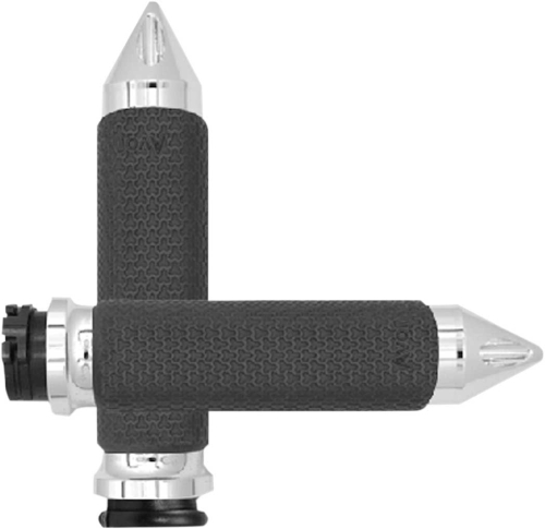 Avon Grips - Avon Grips Memory Foam Grips with Spike Ends - 1.375in. - Chrome - MF-63-CH-SPK