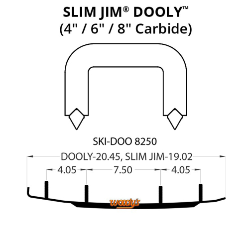 Woodys - Woodys Slim Jim Dooly Performance Carbide Wear Rods - 4in. - SS4-8250