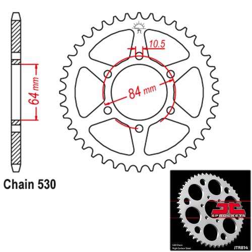 JT Sprockets - JT Sprockets Steel Rear Sprocket - 33T - JTR814.33