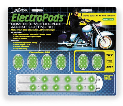 Street FX - Street FX Electropods Lightpod/Strip Kit - Green/Chrome - 1042462
