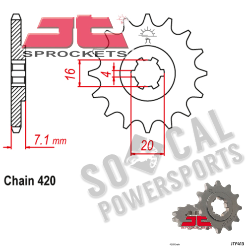 JT Sprockets - JT Sprockets Steel Front Sprocket - 14T - JTF413.14