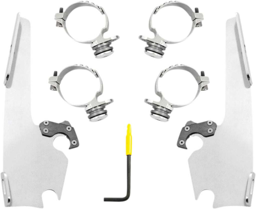 Memphis Shades - Memphis Shades Plates-Only Kit for Changing Sportshield to Fats/Slim or Batwing Fairing - Polished - MEK2054
