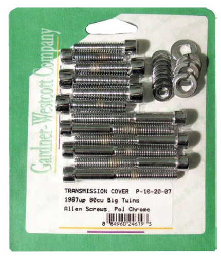 Gardner-Westcott - Gardner-Westcott Transmission Top Cover Polished Chrome Plated Allen Bolt Kit - P-80-108