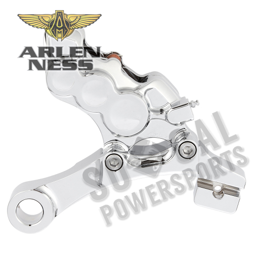 Arlen Ness - Arlen Ness 6-Piston Differential Bore Rear Brake Caliper/Bracket - Chrome - 02-302