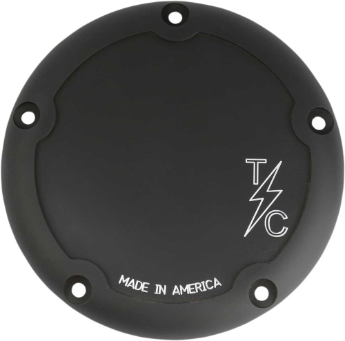 Thrashin Supply Company - Thrashin Supply Company Derby Cover - Dished - Machine Cut Black Anodized - TSC-3011-4