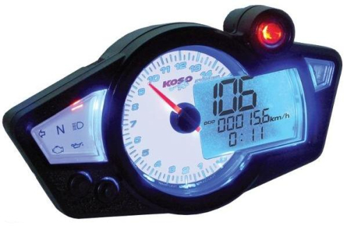 Koso North America - Koso North America RX-1N GP Style Multi-Function Gauge - White Panel - BA011B02