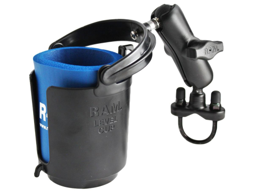 RAM Mounts - RAM Mounts RAM Handlebar Rail Mount with Zinc Coated U-Bolt Base, Self-Leveling Cup Holder & Cozy - RAM-B-132R