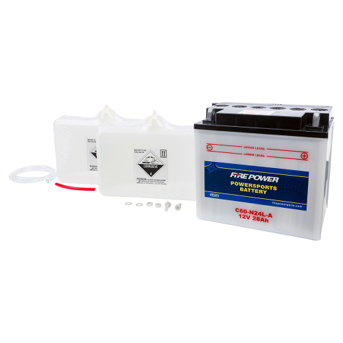Fire Power - Fire Power Conventional 12V Heavy Duty Battery With Acid Pack - C60-N24L-A