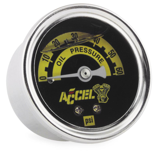 Accel - Accel Liquid Filled Rear Mount Oil Pressure Gauge - 0-60 PSI - Chrome - 7121A
