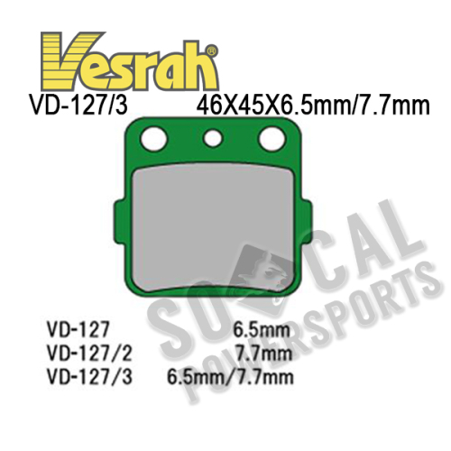 Vesrah - Vesrah Organic Brake Pads - VD-127/3
