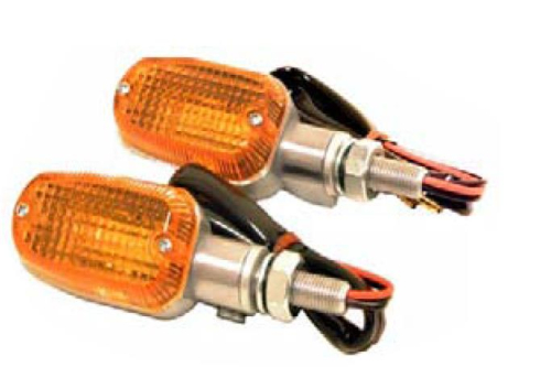 Emgo - Emgo Mini Stalk LED Marker Lights - Carbon/Dark Amber Lens - 61-75679