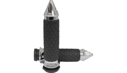 Avon Grips - Avon Grips Spike Diamond Contour Grips - Chrome - DIA-60-CH-FL-SP