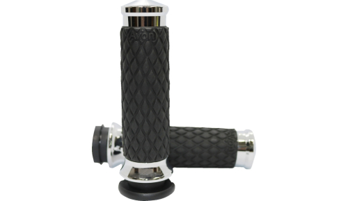 Avon Grips - Avon Grips Diamond Contour Custom Grips - Chrome - DIA-60-CH-FLY