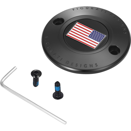 Figurati Designs - Figurati Designs Timing Cover - Black with American Flag - 2 Hole - FD21R-TC-2H-BLK